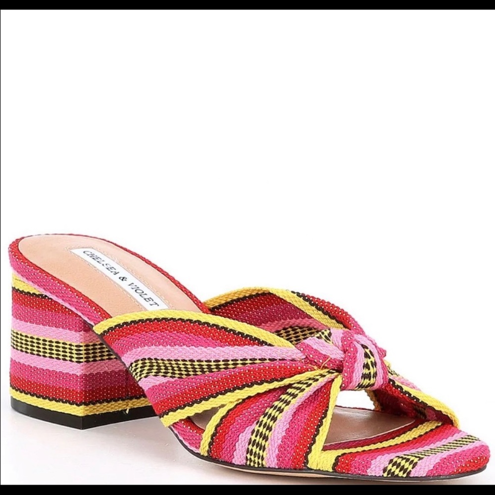 Chelsea & Violet Wedge Fabric Red, Pink and Yellow Shoes